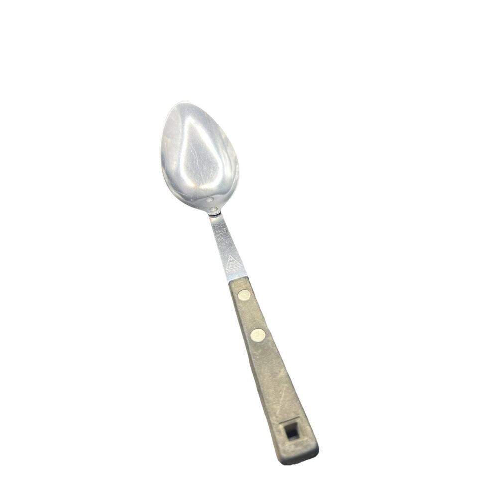 Vintage Household Stainless Steel Serving Spoon Brown Handle Made In USA 11 1/2